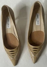 Jimmy Choo Pumps Heels Sz 37 US 6.5 Women Snakeskin Python Embossed Stiletto
