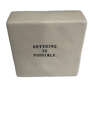 Rae Dunn Dream Big Anything Is Possible Ceramic Shelf Decor Block Paperweight