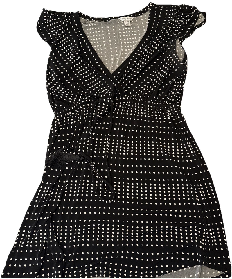Vestido envolvente Tommy Bahama XL Dunmore Dot negro blanco lunares 12 14 16 para mujer Foto 3 de 4