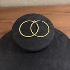 Gold Tone Sparkle Textured Hoop Earrings Fashion Jewelry