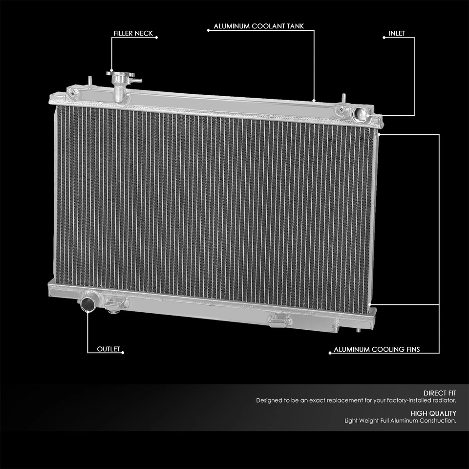 Repuesto de radiador de carreras de núcleo de aluminio completo de 2 filas para 03-06 Nissan 350Z MT. Foto 2 de 4