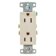 HUBBELL RRD15LA PK 10 Receptacle,125VAC,15A,Light Almond 55MU60