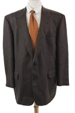 Hart Schaffner Marx Mens Two Button Blazer Jacket Brown Black Size 48 Long