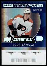 2020-21 UD Credentials Debut Ticket Access Egor Zamula RC 879/999 #110