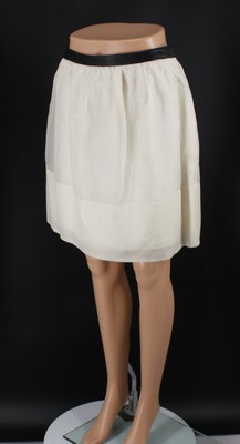 TIBI DAMEN ROCK A-LINIE LEDERBUND US 2/UK 6 CREME UVP 395 £ AD