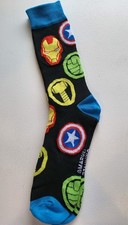 Marvel Comics Avengers Logo Crew Socks w/Thor Hulk Captain America 2 Pair NWOT