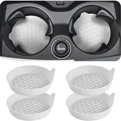 Bling Car Cup Holder Coaster 2PCS Rhinestone Non Slip Waterproof White