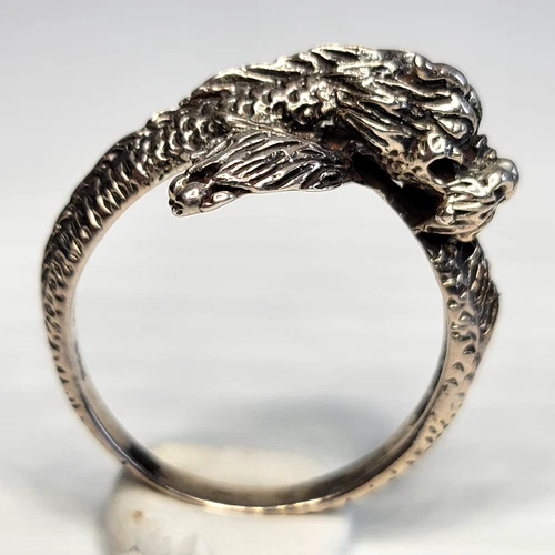 Vintage Dragon Wrap Ring, Silver 925 Eastern-Style Dragon, Size 13.5, 9.1g