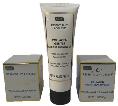 B.PURE Essentially Ageless Collagen Night Moisturizer Gentle Cream Cleanser Set