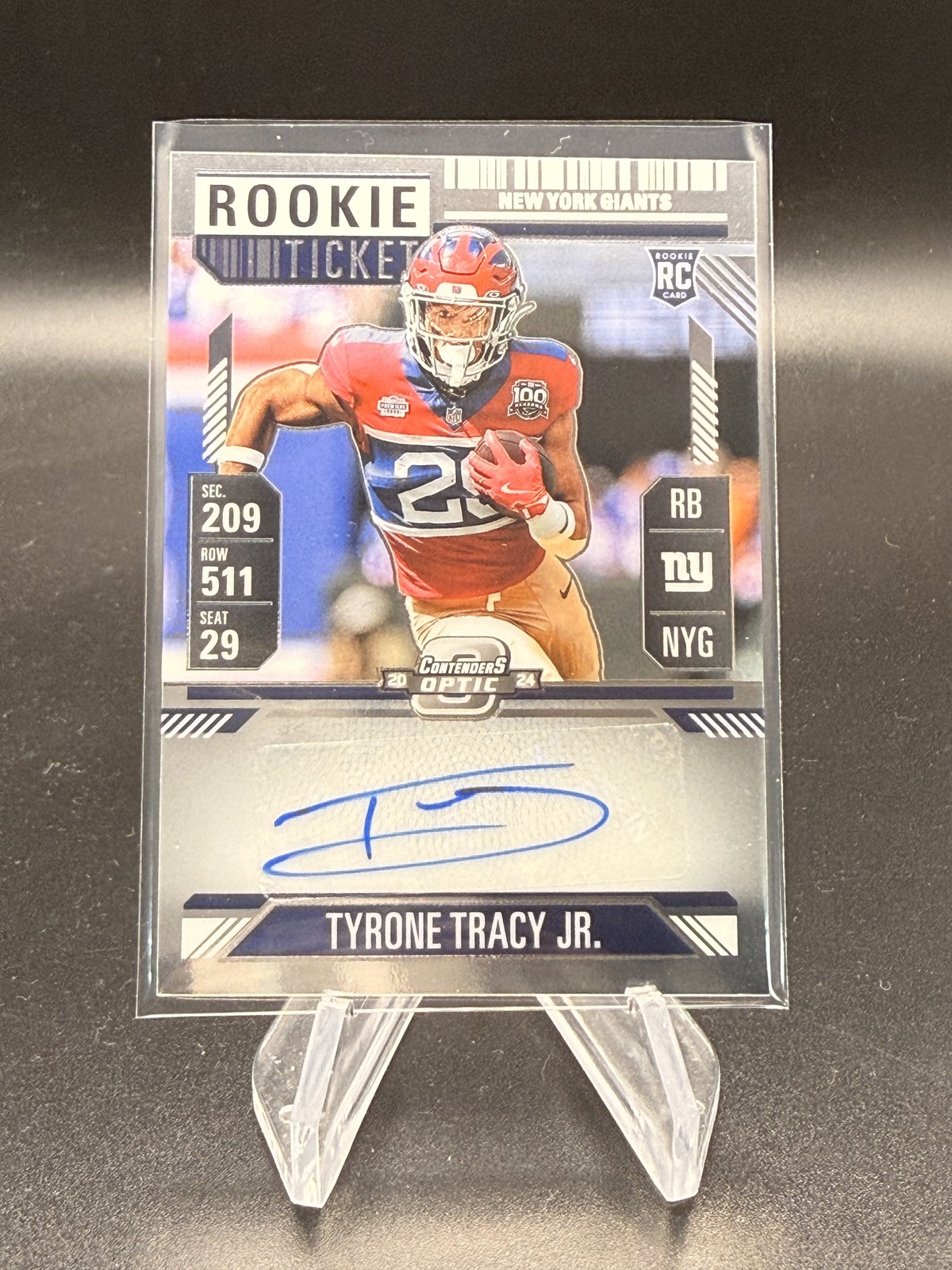 2024 Panini Contenders Optic #166 Tyrone Tracy Jr. RC Auto New York Giants