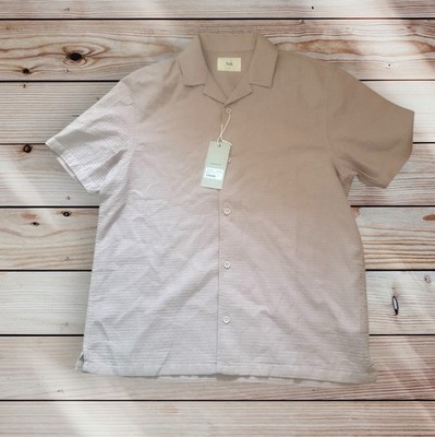 Folk Clothing Rosa Wilkes Hemd Kurzarm Strukturiert Größe XL Baumwolle UVP 110£