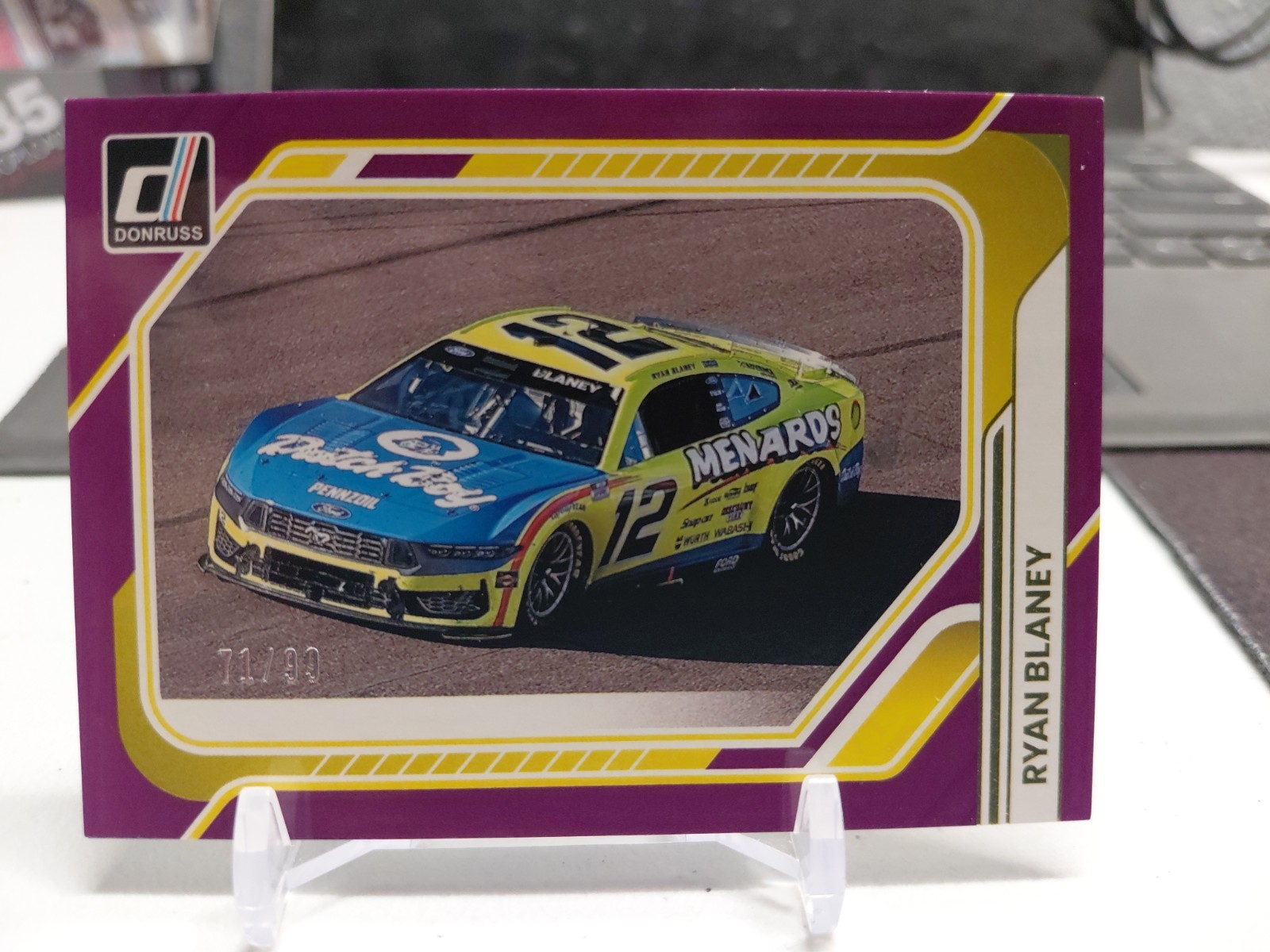 2026 Donruss Racing Ryan Blaney Rides Purple Border Parallel 71/99 SP 