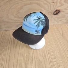 Ron Jon Surf Shop Grand Turk Adjustable Snapback Hat/Cap Black Trucker Mesh EUC