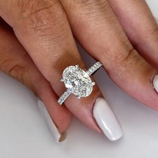 3ct Exquisite Oval Solitaire Moissanite 8x10mm 925 Silver Bridal Ring size 5-9