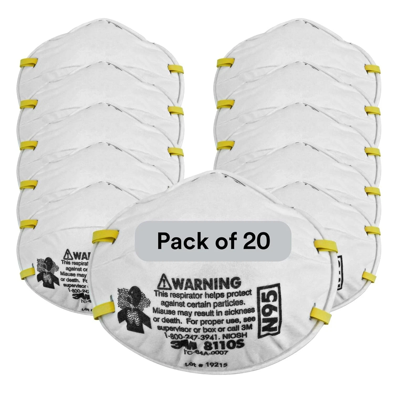 3M Particulate Respirator, 8110S, N95 face mask Respirator Pack of 20
