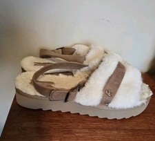 Koolaburra By UGG Womens Size 10 Fuzz'n II Slide Slipper Sandal Natural