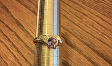 Purple Amethyst Pear Cut 925 Sterling Silver Ring Size 7 1/4