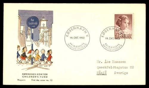 Mayfairstamps Denmark FDC 1950 Young Girl Children Crossing Street First Day Cov