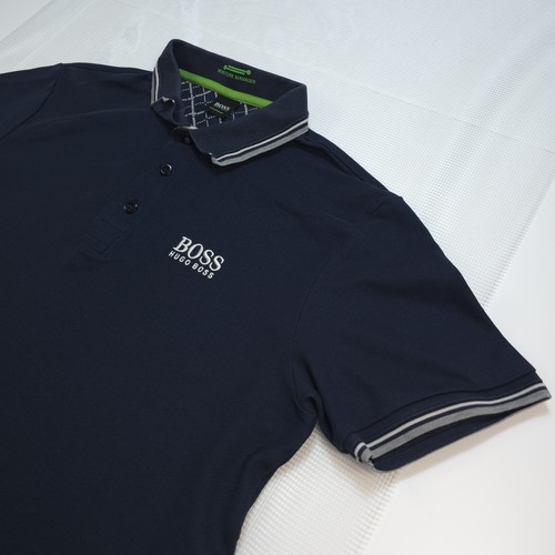 Hugo Boss Polo Shirt Mens Size M Blue Short Sleeve Logo Hugo Boss Polo Shirt - Photo 3/14