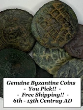 Pick Your Coin!!  Genuine Byzantine Coins 6th-13th Century AD - Free Shipping