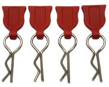 NHX RC 1/10 Body Clips with Rubber Pull Tap - Red 4pc