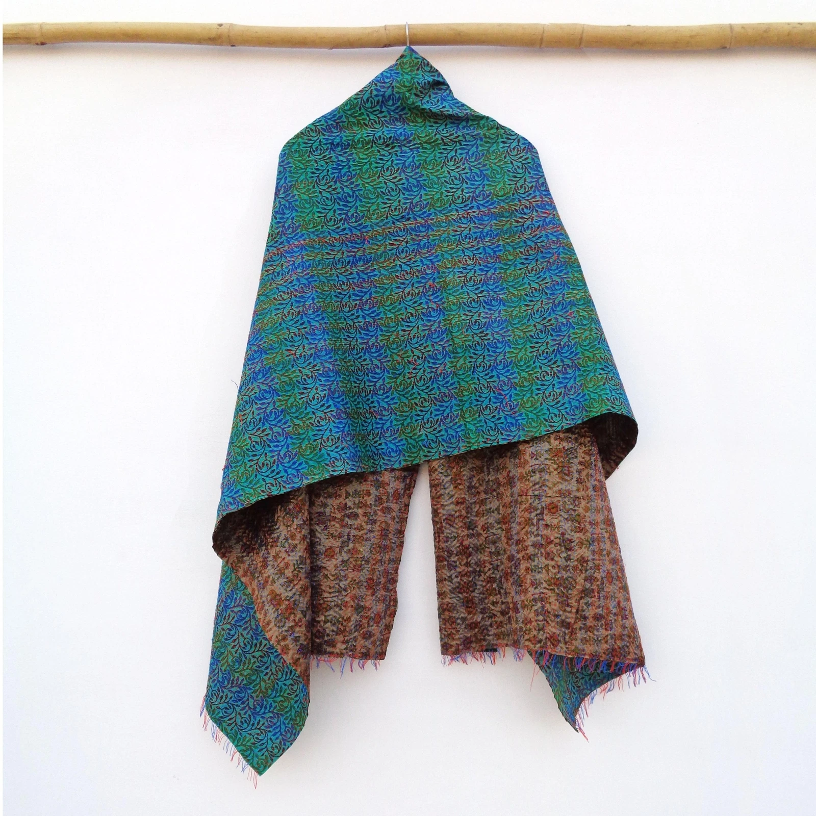 Silk Kantha Scarf Head Wrap Stole veil Hand Quilted Women Bandanas headband