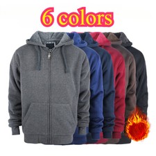 Mens Women's Thick Zip-Up Hoodie w Sherpa Fur Winter Unisex Hooded Jacket Jumper
