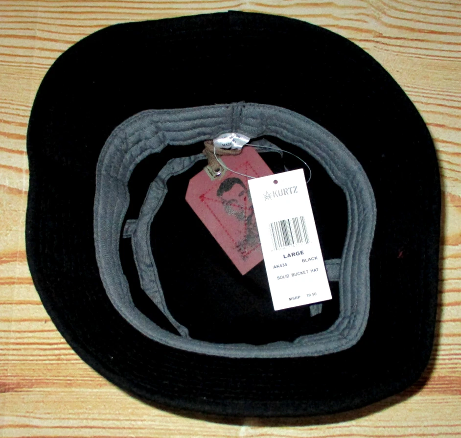 MENS A. KURTZ SOLID BLACK BUCKET HAT SIZE L - Image 2 of 2