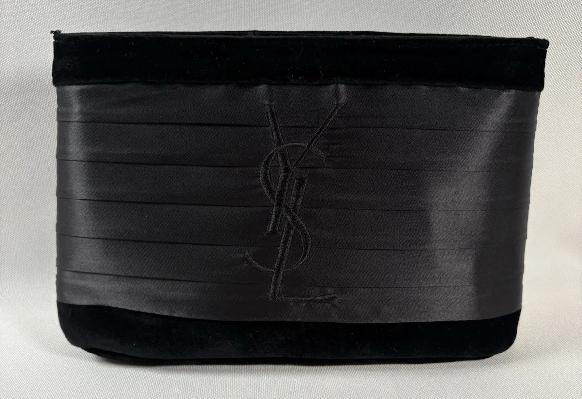 SAINT LAURENT (YSL) Sacchetto profumo Yves Saint Laurent nero velluto smoking cummerbund borsa da sera nuovo senza etichette