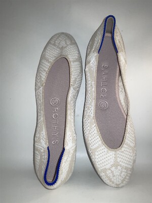Rothy's The Square White Beige Design Women's Shoes Flat Loafer Size 7 New 