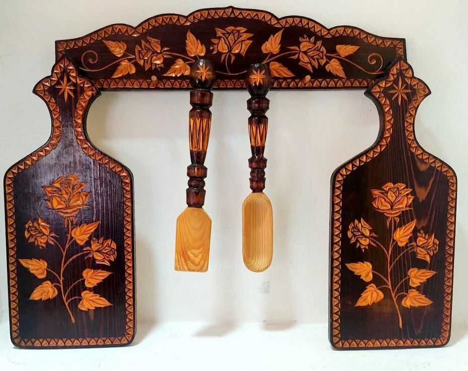 Hand-Carved Wood kitchen Decor Wall Art Boards Art Wooden Sculpture Hanging Cute - Image 3 of 4