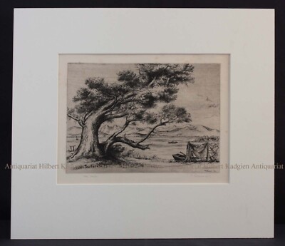 CALVES ''Old Pasture on Lake Chiemsee'' Signed Etching from 1943 New Objectivity