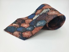 Bellinni - New York - Milan Tie Silk Blue White Red Geometric Design L 58  W 4  