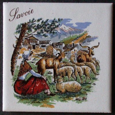 Small ceramic tile HERGER SHEEP SHEEP SAVOY GOAT HERD 7.2 x 7.2 cm