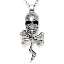 skull necklace cross bones stainless steel pendant necklace by controse