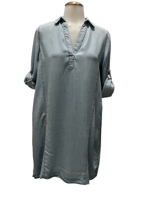 Tea n Rose Chambray Soft Denim Dress Loose Casual Fit Soft
