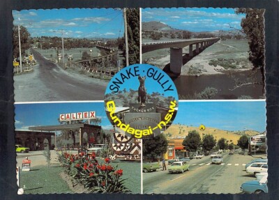 E3058 Australia NSW Gundagai Hume Highway & Railway bridges postcard
