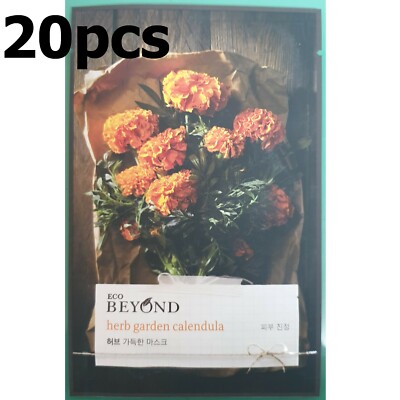 20pcs BEYOND CALENDULA Herb Garden Face Mask Packs Sheet 22ml Soothing Cosmetic