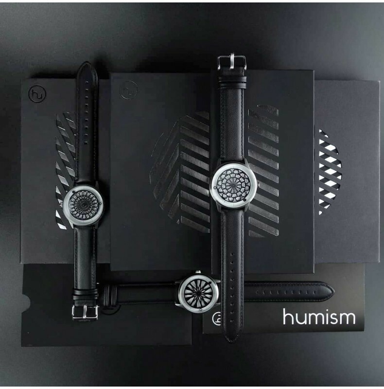 Montre Humism Eidos Automatique - Boîtier Acier 42mm, Cadran 3D Blanc/noir, Bracelet Cuir