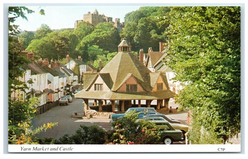 Postcard Dunster Somerset Yarn Market and Castle