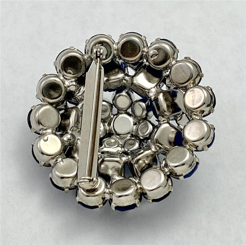 Vintage 1960's Dark Blue & AB Blue Rhinestones Layered