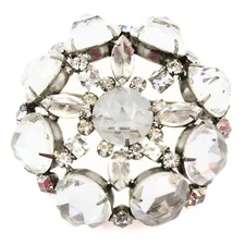 Breathtaking Schreiner NY Clear Glass Crystals Fancy Brooch