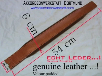 6 x 54 cm, Akkordeon (Leder) Bassgurt, Riemen, accordion bass belt, strap
