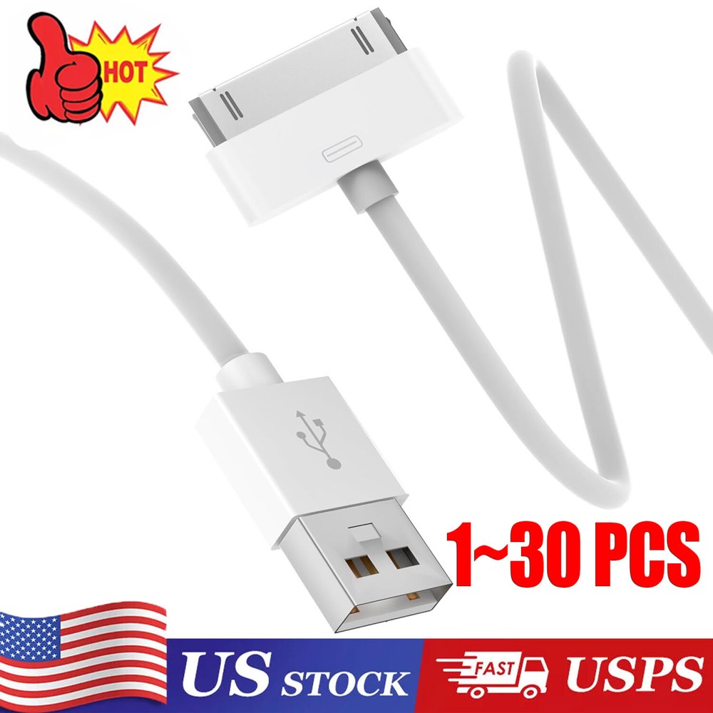 3FT 30-Pin USB Charger Cable for iPad 1 2 3 and iPod Nano 1 2 3 4 5 6