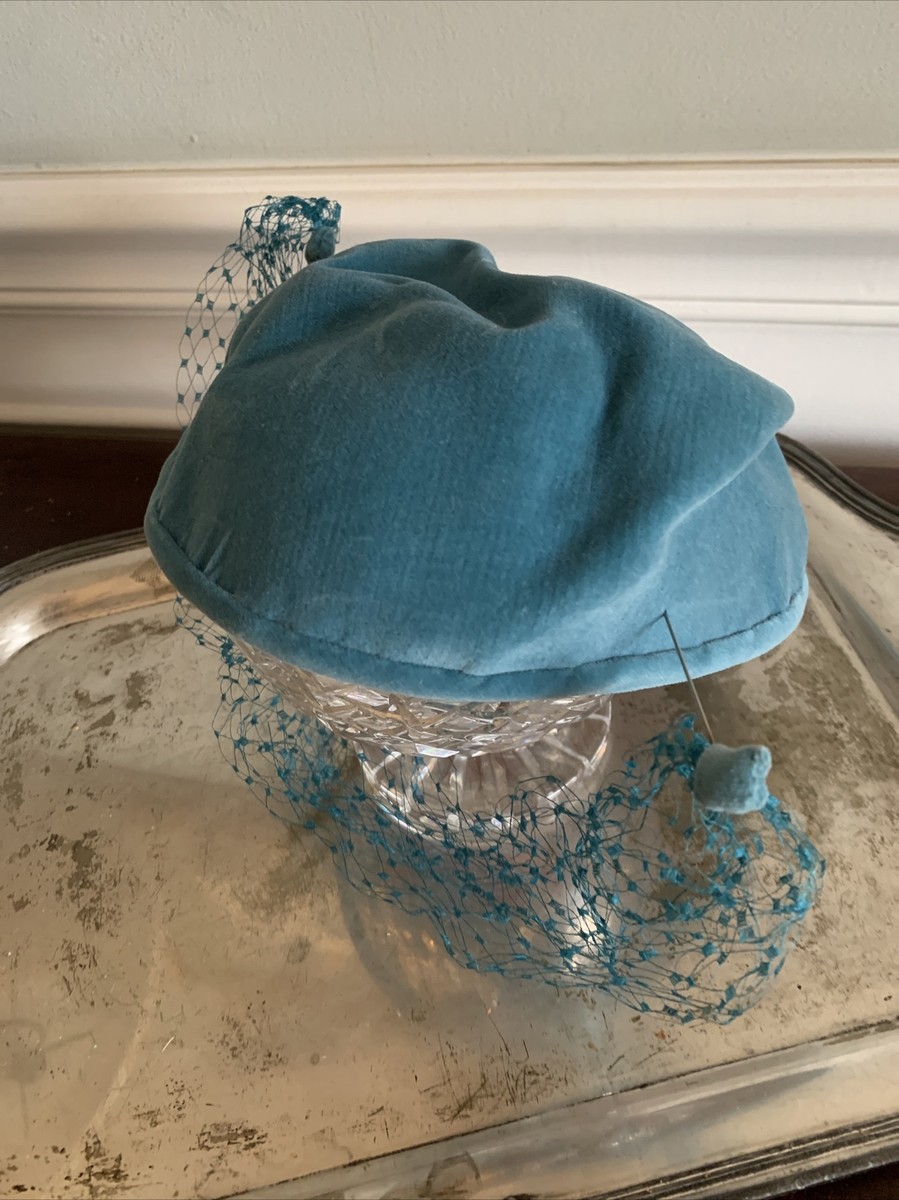 Vintage Ladies Hat, Blue Velvet s-l400.jpg main image 2