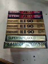 Blank cassette tapes, TDKD90, Maxell XLII90, Supertape Gold C120, one opened