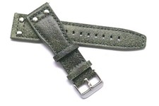 24mm Grey/Blue Nostalgic Leather Military Pilot Aviator Style Leather Watch Band