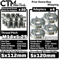4x 1.25 Thick 5x112 To 5x1205x4.75 Wheel Spacer Adapter Bolts Fit Latest Bmw