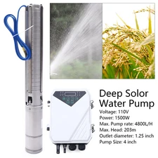 2-HP 4" Deep Bore Well Solar Water Submersible Pump 1500w MPPT Controller Kit