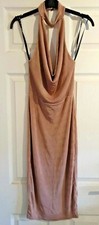 Missguided Choker Cowl Slinky Midi Dress Blush UK 8 LN012 BB 07